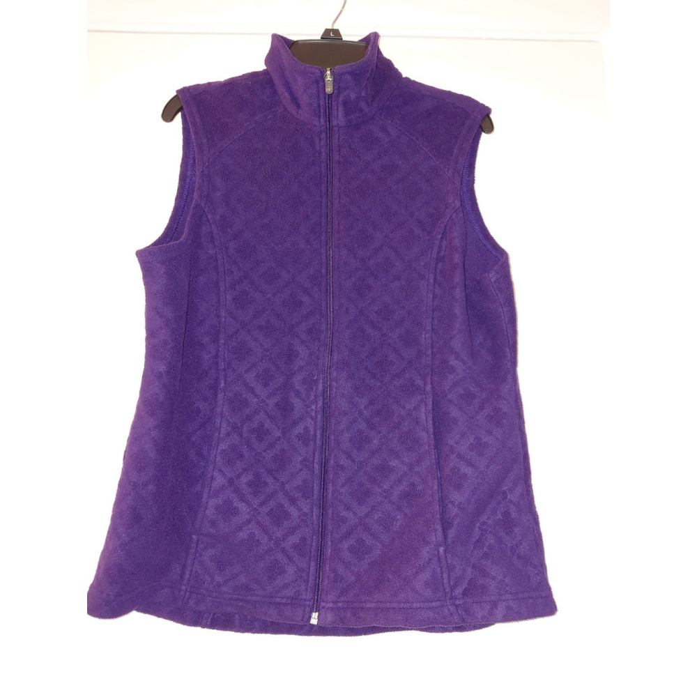 Lands' End Jacket Womens Small 6-8 Purple Fleece Vest Activewear Pocket Full Zip